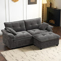PALLOME 82" Deep Seat Comfy Cloud Couch, Modular Sectional Sofa with Movable Ottoman, L Shaped Chenille Sofa for Small Space, Modern Apartment Living Room & Office (Light Grey, 2-Seat + Ottoman)