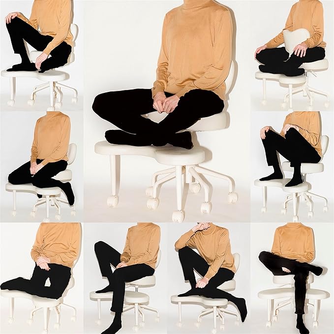 Pipersong Meditation Chair PRO Venti, Cross Legged Chair with Wheels, ADHD Chair, Criss Cross Desk Chair with Height Adjustable Backrest and Adjustable Stool, Flexible Design for Fidgety Sitters, Tan
