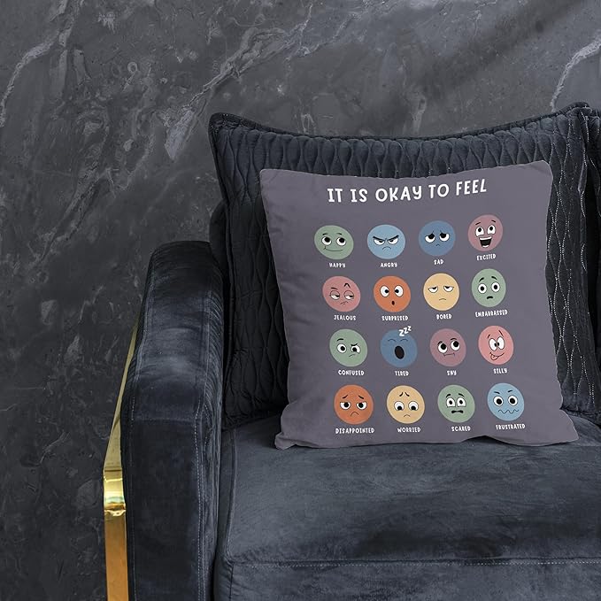 Nogrit Counseling Office Must Haves Throw Pillow Cover, Calming Corner, Mental Health Pillowcase Decor for Home Kids,Mental Health Counselor Gifts, Calming Corner Pillow Covers 18x18 Grey