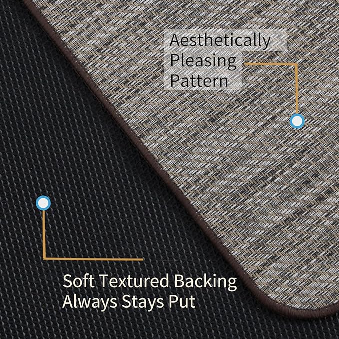 Chair Mat for Hardwood & Tile Floor, 47" x 52" Heavy Duty Office Chair Mat for Rolling Chairs, Anti Slip, Non-Curve, Floor Protector for Home Office, Gray Brown