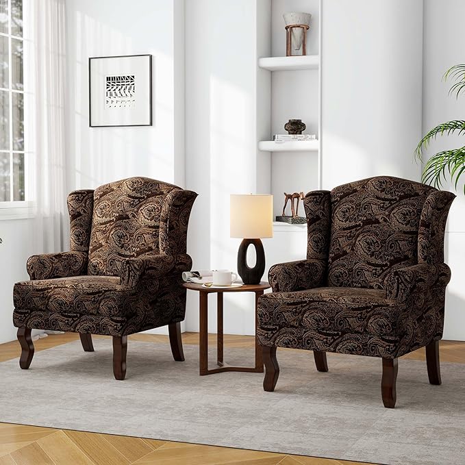 DREAMSIDEA Accent Chair, High Back Upholstered Armchair with High Resilience Sponge & Wood Legs, Mid-Century Modern Comfy Single Sofa Reading Chairs for Living Room, Bedroom (Cranberry, Set of 1)