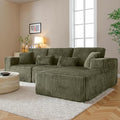Modular Sectional Sofa Cloud Sectional Couch, 107" Comfy Fluffy L Shaped Olive Green Couches for Living Room, Deep Seat Memory Foam Plush Corduroy Boneless Couch Sectionals Right Facing Chaise Sofa