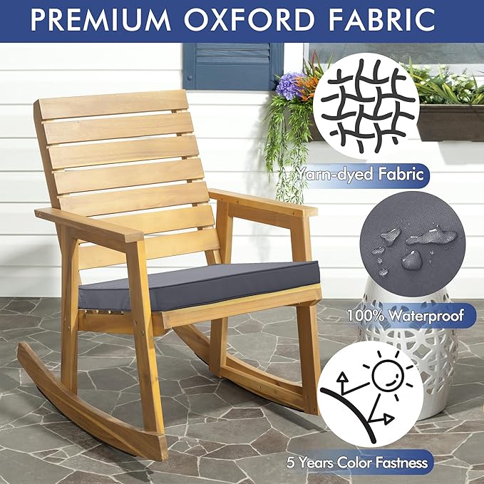 Outdoor Chair Cushions 16 x 17 Inch Waterproof Patio Chair Cushions with Tie 5 Year Color Fastness Thick Outdoor Seat Cushion for Garden Lawn Patio Furniture Dark Grey Set of 2