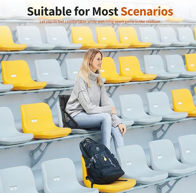 CAMPHILL 2PCS Portable Stadium Seat Cushion for Bleachers,Folding Lightweight Seat with Backrest,Adjustable Straps,Ideal for Camping,Hiking,Sports Events,Outdoor Concerts