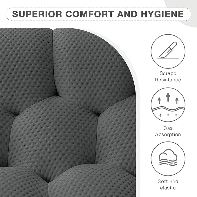 WJShome Bubble Couch,48' Modern Curved Sofa, Morden Lazy Floor Sofa, Memory Foam Bean Bag Floor Couch Lounge Chair for Living Room, Office, Apartment (Dark Gray)