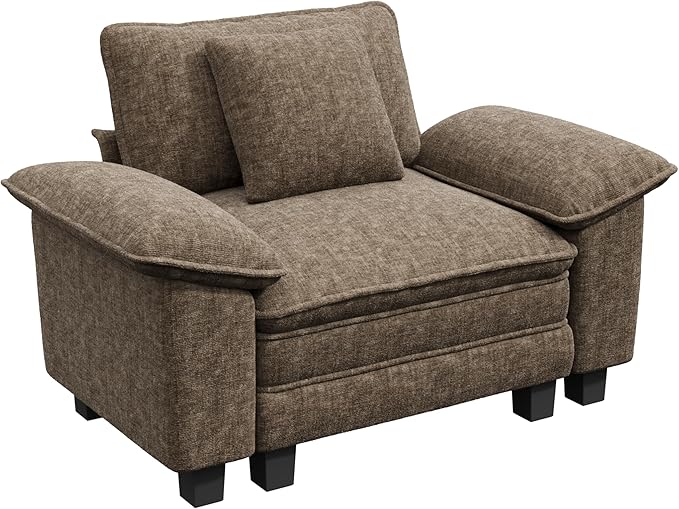 MIXPATIO 53.5" Modular Sectional Single Sofa, Soft Plush Chenille Armchair with Comfortable Deep Seat & Removable Arms for Living Room，Taupe
