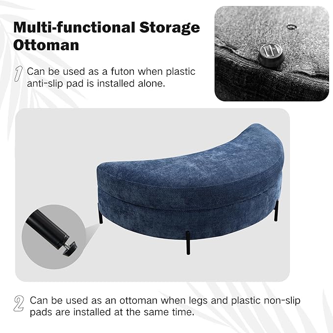 Chifee & Vingol 59.8" W Oversized Accent Barrel Chair Large Round Chair with Ottoman & Movable Wheels,Blue