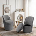 MALOL Swivel Accent Chair Set of 2, 360° Swivel Round Chair with Hidden Storage, Vanity Chairs, Modern Small Barrel Armchair for Living Room/Bedroom, Darkgrey
