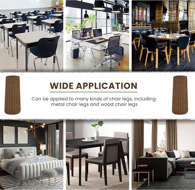 24 Pcs Brown Premium Chair Leg Socks Protectors for Hardwood Floors - Do not Easily Fall Off - Very Easy to Put on - Fits All Leg Shapes - High Elastic Bar Stool Leg Covers - Furniture Pads