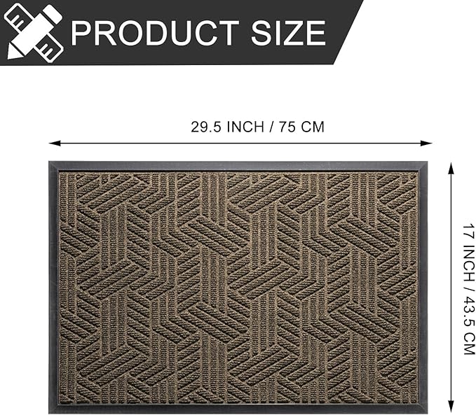 XADP Front Door Mat 29.5"x17" Indoors Outdoors Welcome Mats, Waterproof Non-Slip Rubber Backing Heavy Duty Doormat Outside Entrance, Low Profile Entryway Rugs Floor Mat for Patio, Pattern B Brown
