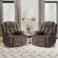 ABCASA Large Power Lift Chairs Recliners for Elderly Set of 2 with Heated and Massage, Upgraded Chenille Lift Chairs Recliners, USB-A and USB-C, Cup Holder, Side Pocket, Brown