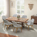 MALOL Wooden Dining Chairs Set of 6, Modern Fabric Upholstered Dining Room Chair, Kitchen Side Chairs, Farmhouse Dinner Chair with Open Back for Kitchen, Lightgrey
