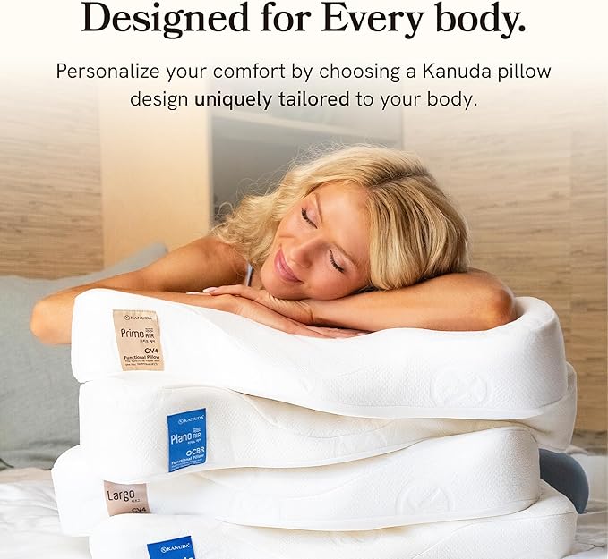 Kanuda Piano Air – Lower Orthopedic Cervical Neck Pillow for Neck Pain & Shoulder Pain Relief, Ergonomic Memory Foam Pillow for Side & Back Sleepers