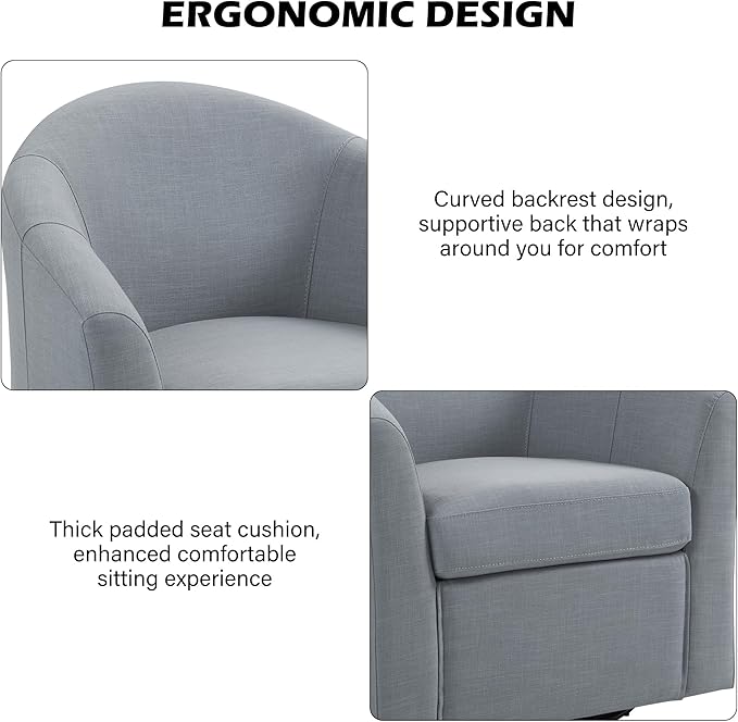 DREAMSIDEA Swivel Accent Chair Armchair, Modern Round Single Sofa Seating Comfy Reading Barrel Chairs for Living Room Bedroom (Light Grey, Set of 2)