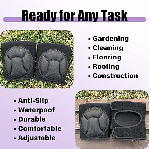 Soft Knee Pads with Memory Foam for Gardening Cleaning, Extra Thick Kneeling Pad for Men & Women Concrete Work, Lightweight Waterproof Household Kneepads for Tile Flooring Installers for Christmas, Black M