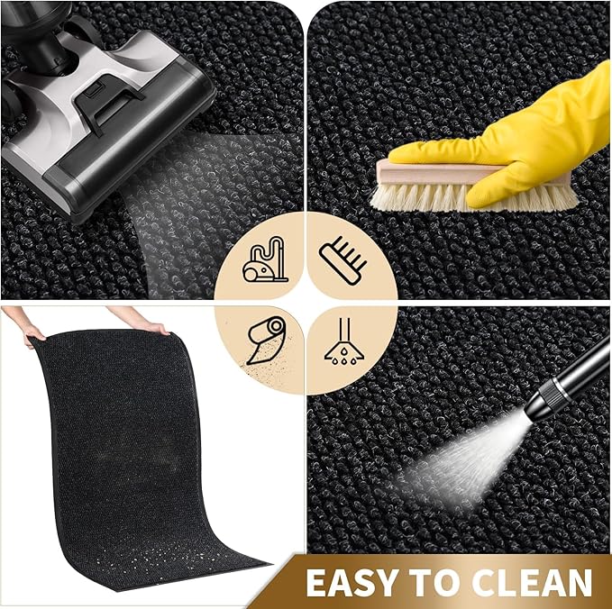 Yimobra Doormat Outdoor Indoor Entrance 47 x 24, All-Season All-Weather Front Door Mat, 100% Waterproof Welcome Matt for Floor Garage Outside Entry, Stain and Fade Resistant,Black Grey