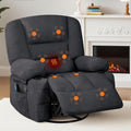 Rocker Recliner Chairs for Adults w/Vibration Massage and Heating,360° Swivel Rocker Glider Recliner,Extra Wide Manual Lazy Chair,Chenille Fabric Sofa Chair for Living Room,Bedroom,Black