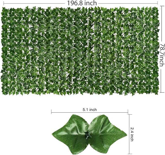 DearHouse Artificial Ivy Privacy Fence, 197x78.7inch Artificial Hedges Fence and Faux Ivy Leaf Decoration for Outdoor Decor, Home, Garden Decor