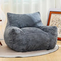 Giant Bean Bag Chair for Adults, Corduroy Upholstered Beanbag Chair with Side Pocket, Comfy Bean Bag Sofa with Portable Handle, Floor Sofa Chair for Bedroom (Grey)