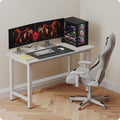 51'' Home Office Desk Modern Computer Desk 51.2X 23.6x29.5 inches PC Table with Thicken Frame Industrial Style Sturdy Metal Frame Furniture for Writing Gaming Grey Oak+White