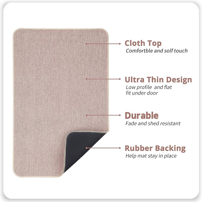 Bosap Bath Mat,Ultra Thin Bathroom Rugs,Rubber Bath Mats for Bathroom,No Slip Bath Rugs,Quick Dry,Machine Washable,Low Pile,Absorbent,Shower Outside,Sink,Home Decor Accessories.Beige,2'x3'(24x36inch)