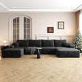 AUGOP 136" Sectional Couches for Living Room Modern Modular Sofa with L-Shape Couchs Upholstered Boneless Couch Deep Seat Sectional Couch with Chaise (Black, Right Facing Chaise+3Seaters+Ottoman)