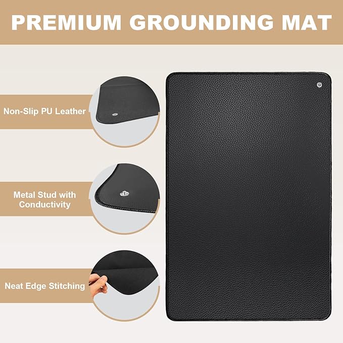 Grounding Mat, Grounding Mat for Bed Feet with 15ft Cord, 35.4x23.6 inches Grounding Pad for Bed, Improves Sleep Energy Wellness