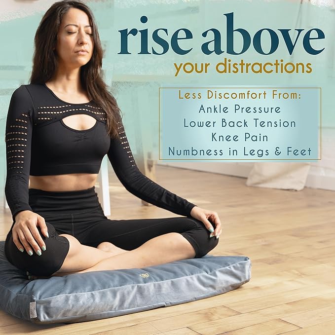 Florensi Meditation Mat Zabuton, Velvet Floor Cushions for Sitting, Meditation Cushions and Pillows with 100% Cotton Insert, Yoga Cushion for Women and Men