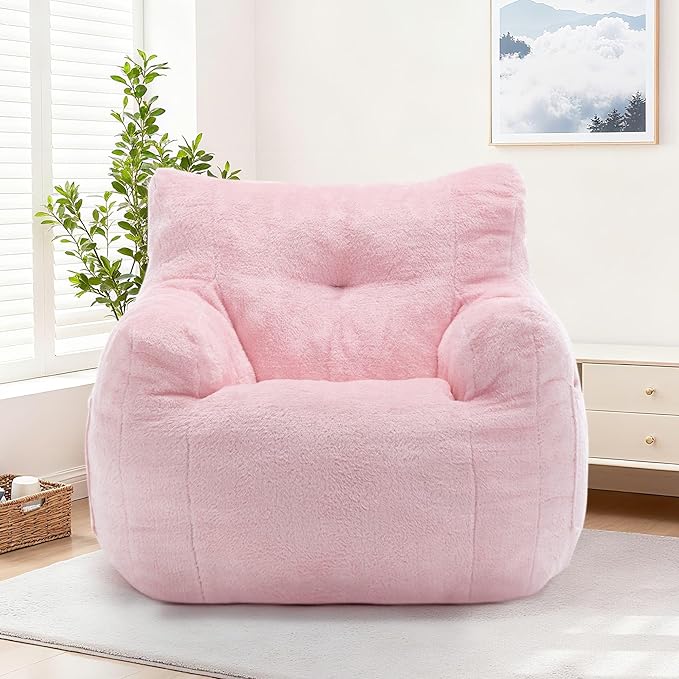 Bean Bag Chair for Adults and Kids, Small Comfy Beanbag Lounge Floor Sofa Reading Chair with Armrests, Mini Cloud Sofa for Living Room, Bedroom and Game Rooms, Plush Chair with Memory Foam