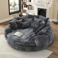 81" Oversized Bean Bag Chair Boneless Round Chaise Lounge Comfy Chenille Reading Chair Fluffy Plush Sofa Bed Large Deep Seat Circle Cloud Couch for Living Room, Bedroom, Apartment, Dark Gray