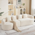 110.2" Curved Boneless Couch, Oversized Cloud Sofa with 4 Pillows, Modern 4 Seater Modular Sectional Sofa, Boneless Sectional Couches for Living Room, Curved Foam Couch, Beige