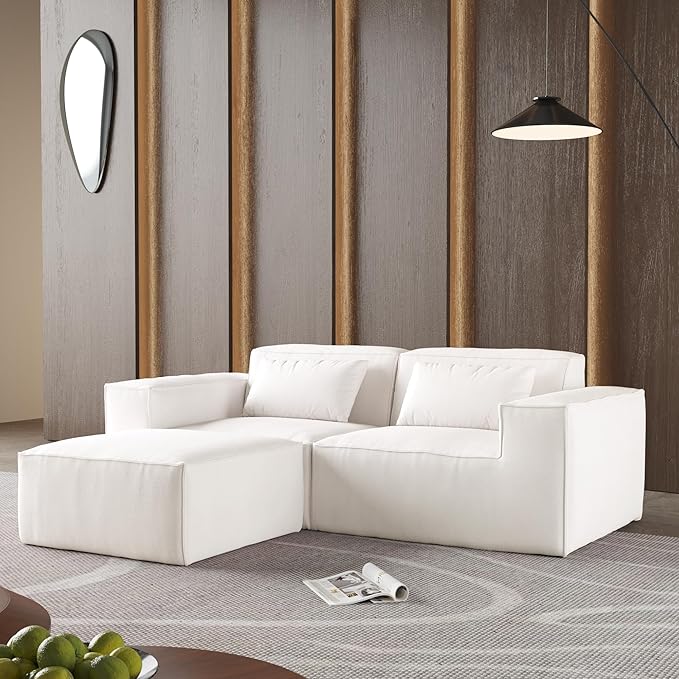 JACH 86.62" Modular Sectional Couch, Huge Plus Love Seat Sofa, Modern Comfy Cloud Couches with Reversible Chaise Ottoman, Sofa Furniture for Living Room, Office, Apartment, Beige