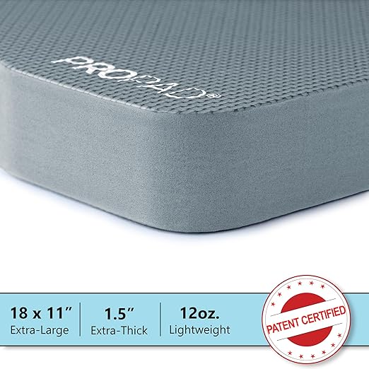 RED Home Club Thick Kneeling Pads, Garden Kneeler for Gardening, Bath Kneeler for Baby Bath, Kneeling Mat for Yoga, Knee Pad for Work, Extra Large (XL) 18 x 11 x 1.5 Inches, Gray (Pack of 2)
