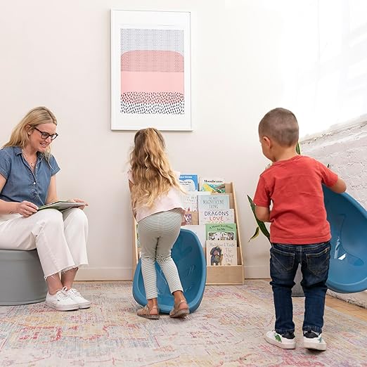 ECR4Kids Leaf Floor Seat, Rocker Chair, Peacock Blue, 6-Piece