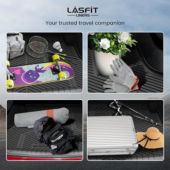 LASFIT Cargo Mat for Hyundai Sonata 2026 2025 2024 2023 2022 2021 2020 / Kia K5 2021-2025, All Weather TPE Custom Fit Car Trunk Mats Cargo Liners Accessoires, Black