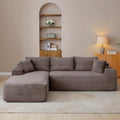 95" Boneless Cloud Sectional Couches for Living Room, Comfy Fluffy L Shaped Memory Foam Deep Seat Boneless Couch, Modular Sectional Sofa with Left Facing Chaise, Brown