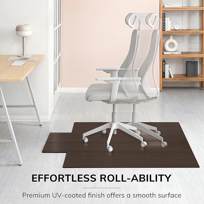 Anji Mountain Office Chairmat Thickest & Sturdy Bamboo Chairmats Highly Premium Quality Anti-Slip Heavy Duty for Multi-Purpose Hardwood Floor Office & Home Floor Protector Office Chair mat-5mm Thick