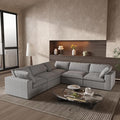 Cloud Couch Modular Sectional Sofa,160.6" Down Filled 5 Seater Convertible Sectional Sofas,V Shaped Couch for Living Room,Covers Washable&Replaceable-Gray