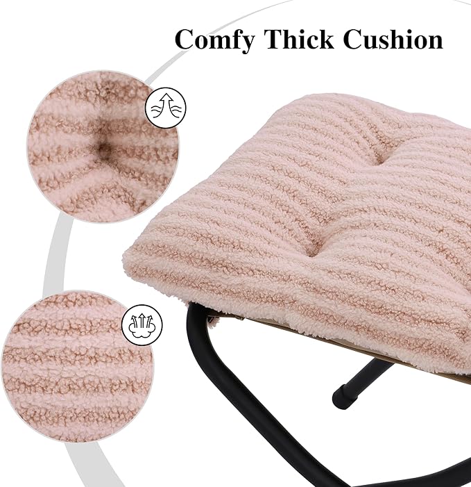 Mordchil HF 15"(H) Folding Ottoman, Foldable Footrest Stool, Portable Small Foot Stool for Couch, Collapsible Foot Rest Ottoman for Sofa, Accent Padded Ottomans for Living Room, Bedroom, Stripe Pink