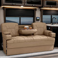 Qualitex De Leon Console SL RV Sofa Bed, 68" Wide, Ulitmate Leather, Light Sand