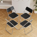 4 Pack Matte Black Folding Chairs - Professional Set Stackable for Meeting Room, Theater Row, Dining Set (250lb Capacity)