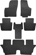 Car Floor Mats Custom Fit for Volkswagen VW Atlas 2018-2025 with 2nd Row Bucket Seats Black Rubber Auto Liner Mats All Weather Protection Heavy Duty Odorless