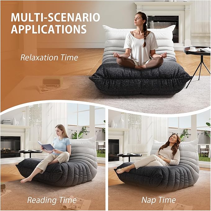 Selyteramy Oversized Bean Bag Chairs for Adults, Giant Beanbag Chair with Memory Foam, Comfy Lounge Chair Lazy Sofa for Apartment, Living Room, Bedroom, Office(Knit Fabric)
