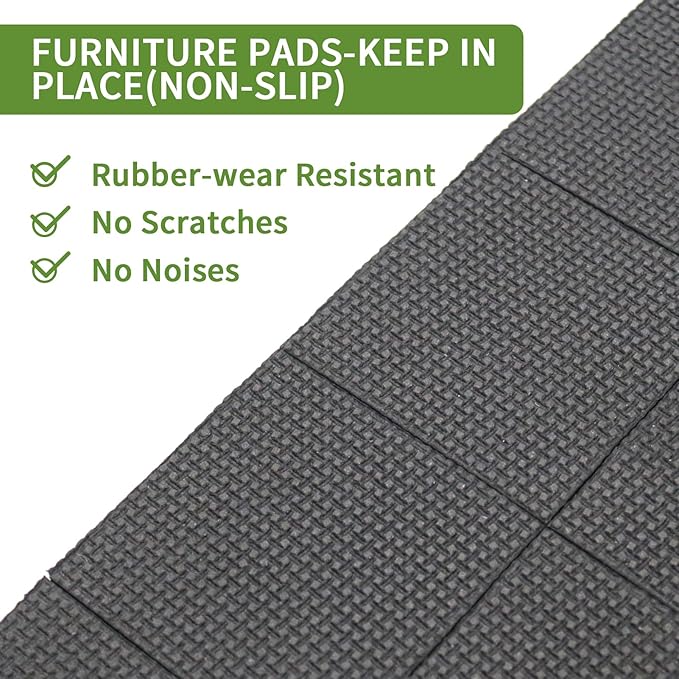COVERCORNER Non Slip Furniture Pads 16 PCS 2'' Square - Anti Slip Furniture Pads - Self Adhesive Rubber Feet Furniture Feet - Chair Leg Floor Protectors - Keep Furniture in Place