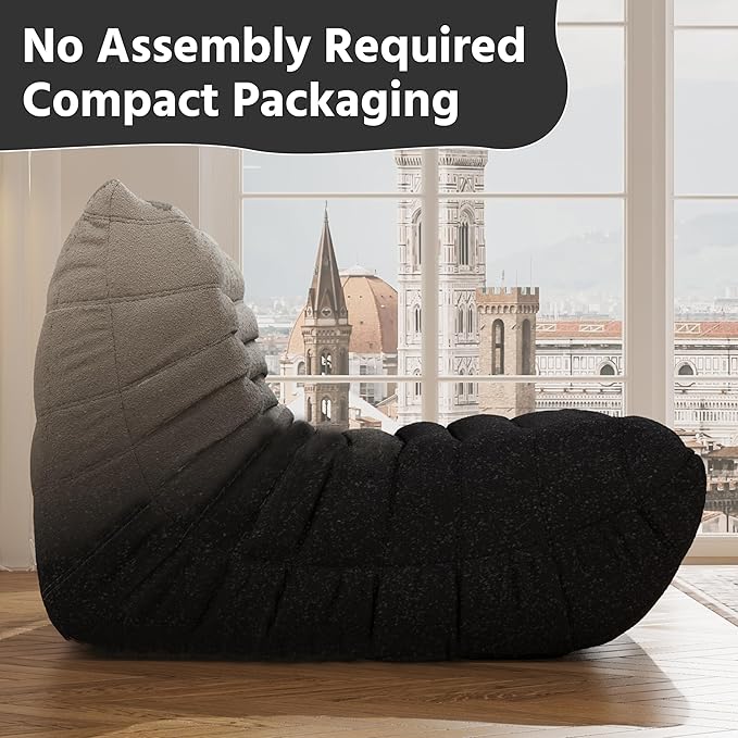 Bean Bag Chair, Fireside Chair, Large Bean Bag Chair for Adults, Bean Bag Chairs for Teens with High-Resilience Foam, Non-Slip Base Floor Lounge Sofa,Living Room (Gradient White-Black, Single)