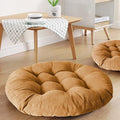 Sexysamba Round Floor Seat Pillows Cushions 22" x 22", Soft Thicken Yoga Meditation Cushion Pouf Tufted Corduroy Tatami Floor Pillow Reading Cushion Chair Pad Casual Seating for Adults & Kids, Khaki