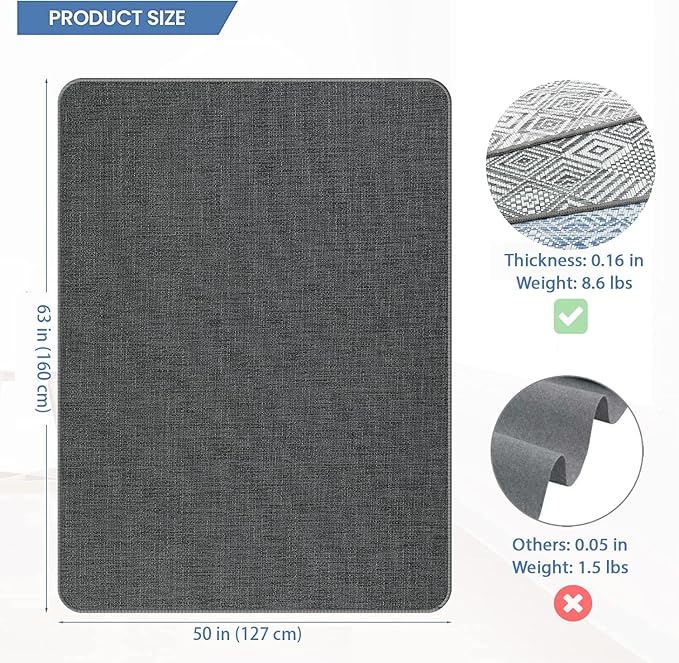 Chair Mat for Hardwood Floor, 50"x63" Desk Computer Chair Mat for Hard Wood & Tile Floor, Large Anti-Slip Hard Floor Protector Rolling Chairs, Desk Rug for Office Home