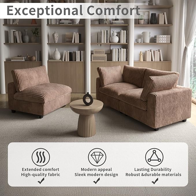 WJShome Cloud Couch Modular Sectional Sofa,157" Oversized U Shaped Couch with Ottoman,6 Seater Convertible Sofa,Comfy Plush Couches for Living Room,Covers Washable&Replaceable (Brown)