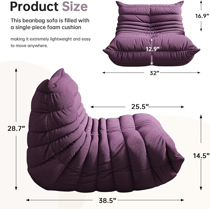 Selyteramy Oversized Bean Bag Chairs for Adults, Giant Beanbag Chair with Memory Foam, Comfy Lounge Chair Lazy Sofa for Apartment, Living Room, Bedroom, Office(Teddy Fabric)