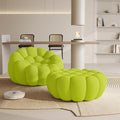 WJShome Modular Sectional Sofa,Bubble Couch Set,1 Seater+ Ottoman,Modern Upholstered Bean Bag Sofa Couch Mesh Fabric Lazy Floor Chair Living Roon Sets (Lemon Green)